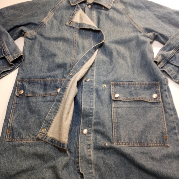 Vintage TYCA Wastland Embossed Denim Trench Jacket Sz Medium Made In USA - Picture 5 of 14